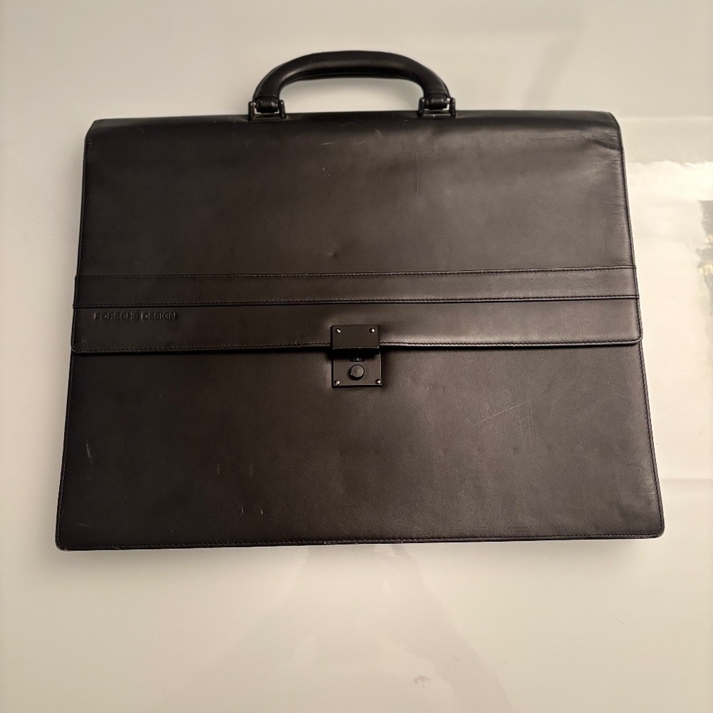Porsche Design Black Leather Briefcase